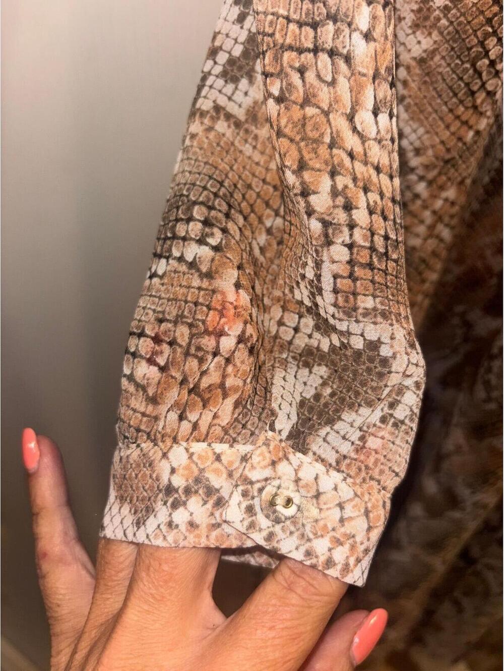 Guess Snake Print Long Sleeve Maxi Dress Side Slit Small NWOT - Picture 4 of 10
